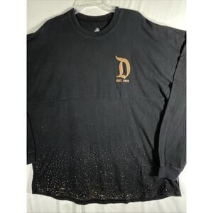 Disneyland Resort Spirit Jersey XL Oversized Black Gold Splatter Puffy Letters